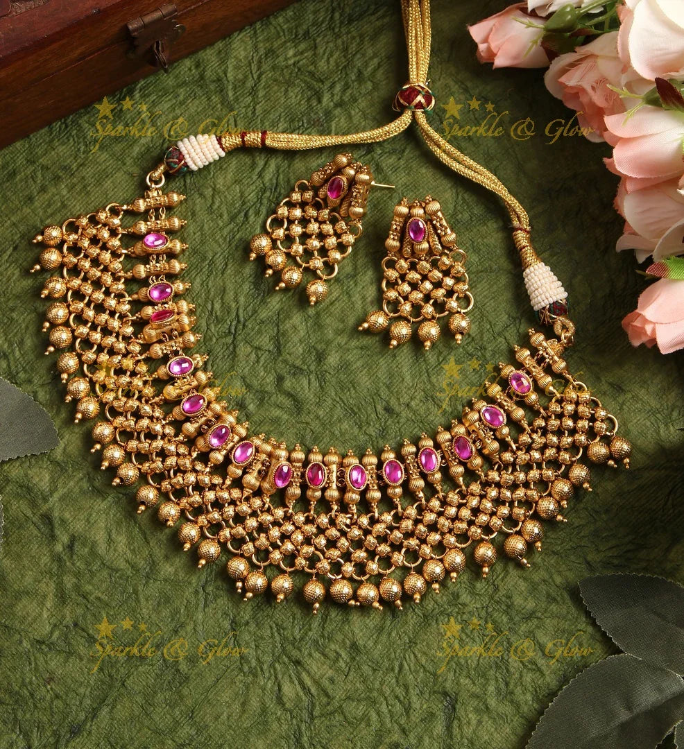Gold alike statement non idol neckpiece - Multi - Sparkle and Glow