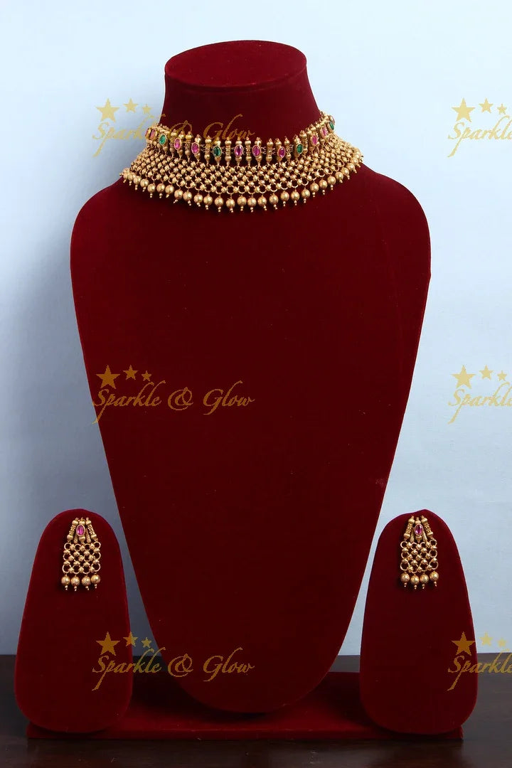 Gold alike statement non idol neckpiece - Multi - Sparkle and Glow