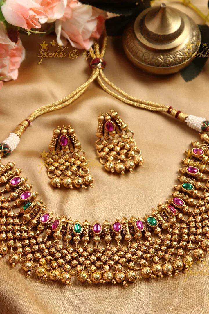 Gold alike statement non idol neckpiece - Multi - Sparkle and Glow