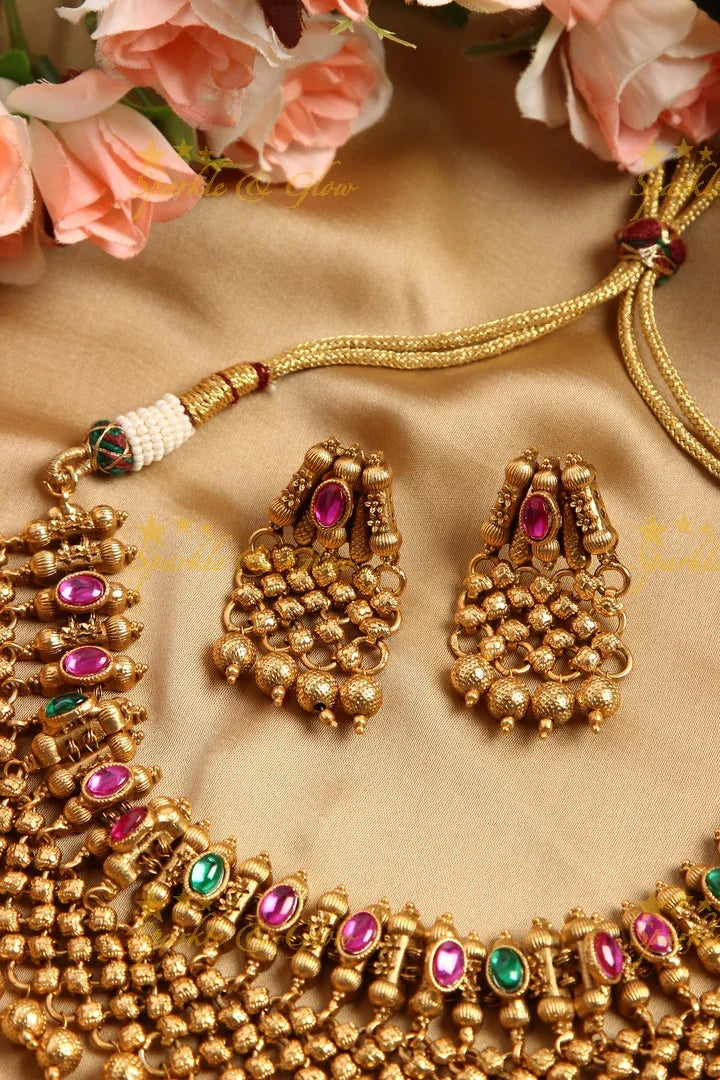 Gold alike statement non idol neckpiece - Multi - Sparkle and Glow