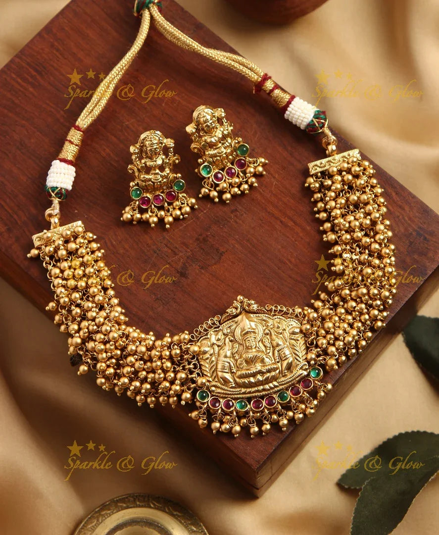 Gold alike Nagas cluster beads high neck choker - Pearl - Sparkle and Glow