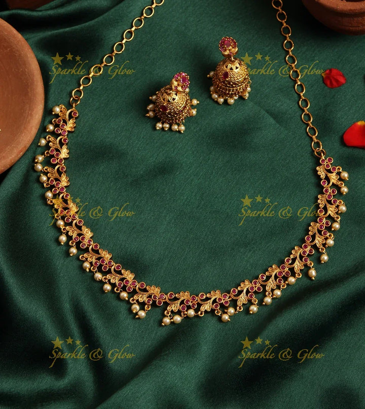 Premium Matte CZ non idol neckpiece - White - Sparkle and Glow
