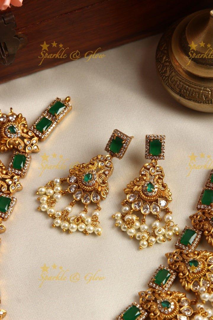 Matte gold ruby stones peacock gutta pusalu - Sparkle and Glow