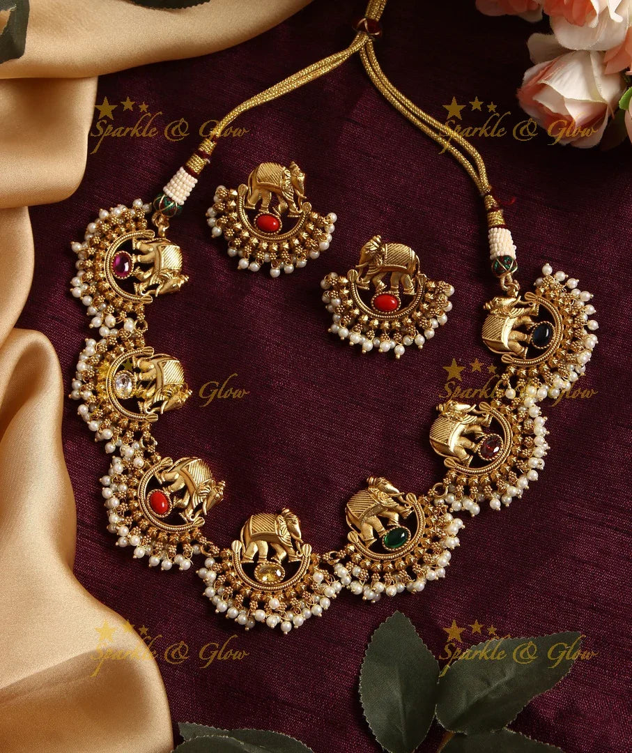 Gold alike Polished Elephant gutta pusalu - Pink - Sparkle and Glow