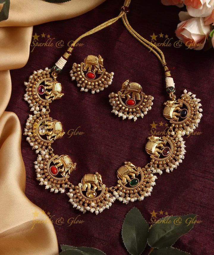 Gold alike Polished Elephant gutta pusalu - Pink - Sparkle and Glow