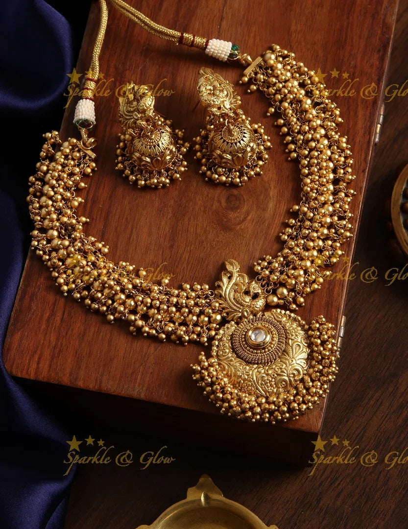 Gold alike gold cluster non idol necklace - Sparkle and Glow