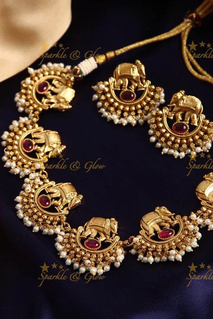 Gold alike Polished Elephant gutta pusalu - Pink - Sparkle and Glow