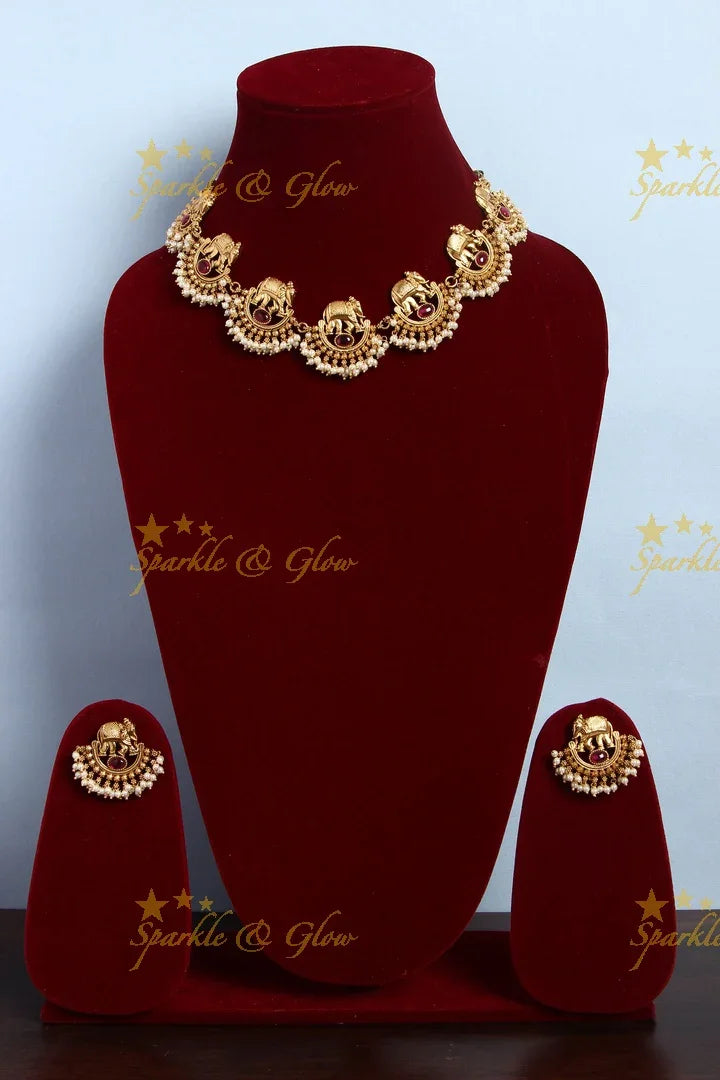 Gold alike Polished Elephant gutta pusalu - Pink - Sparkle and Glow