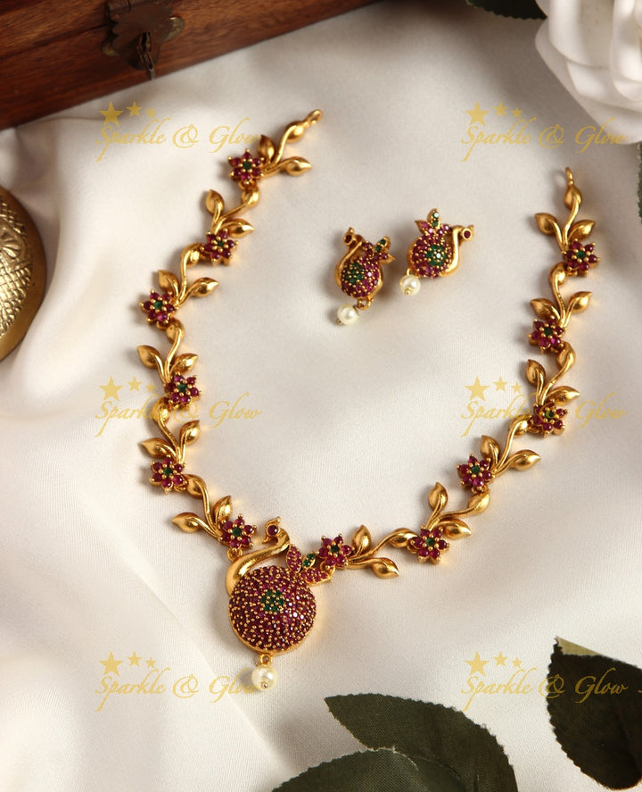 Premium matte Ad Peacock necklace - Multi