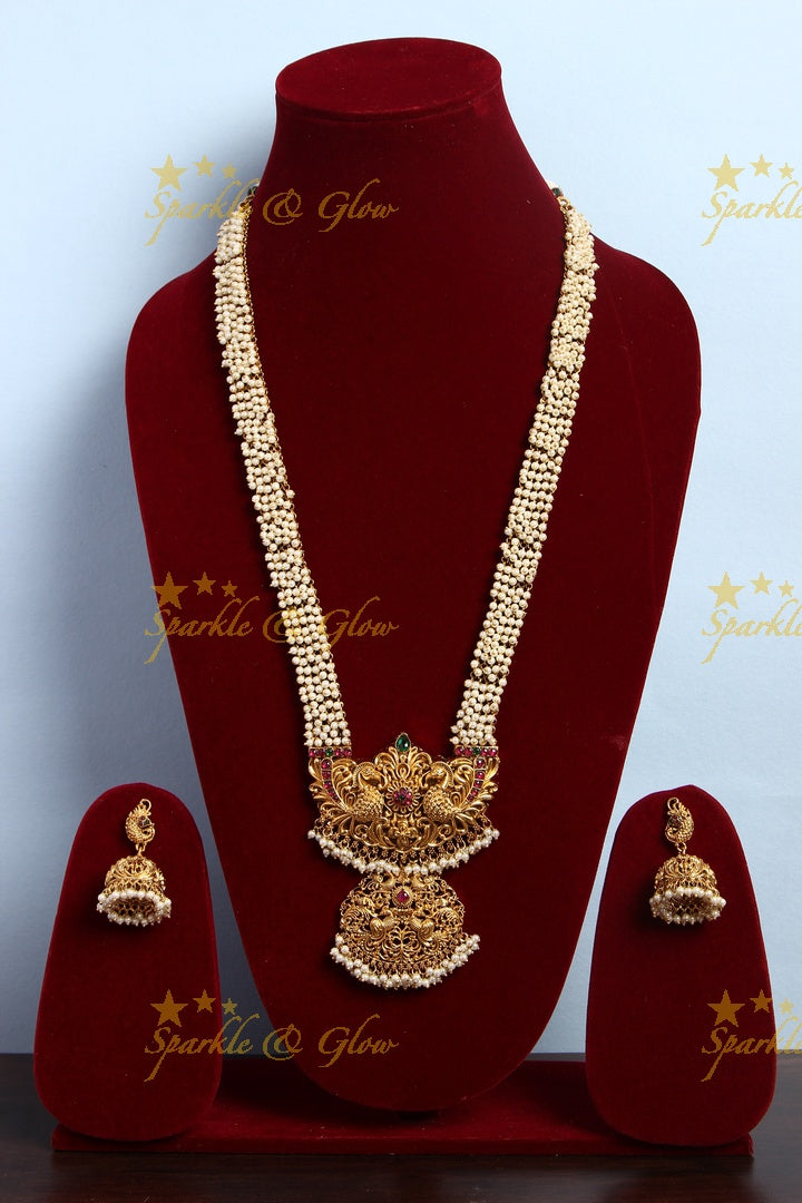 Gold alike pearl cluster peacock non idol haram