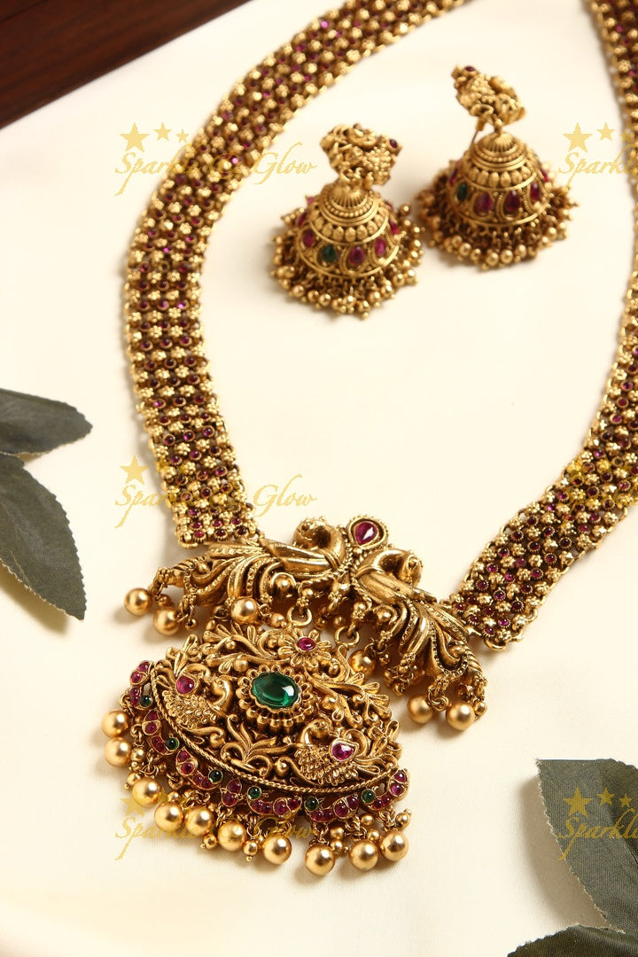 Gold alike kemp stones peacock non idol haram