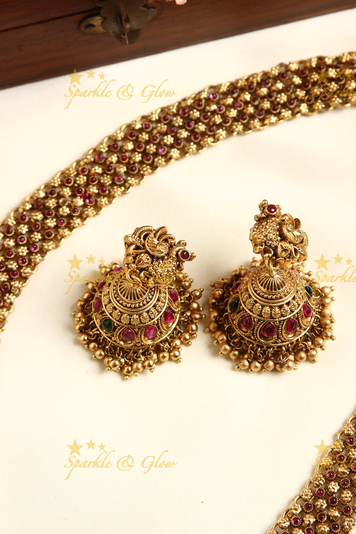 Gold alike kemp stones peacock non idol haram