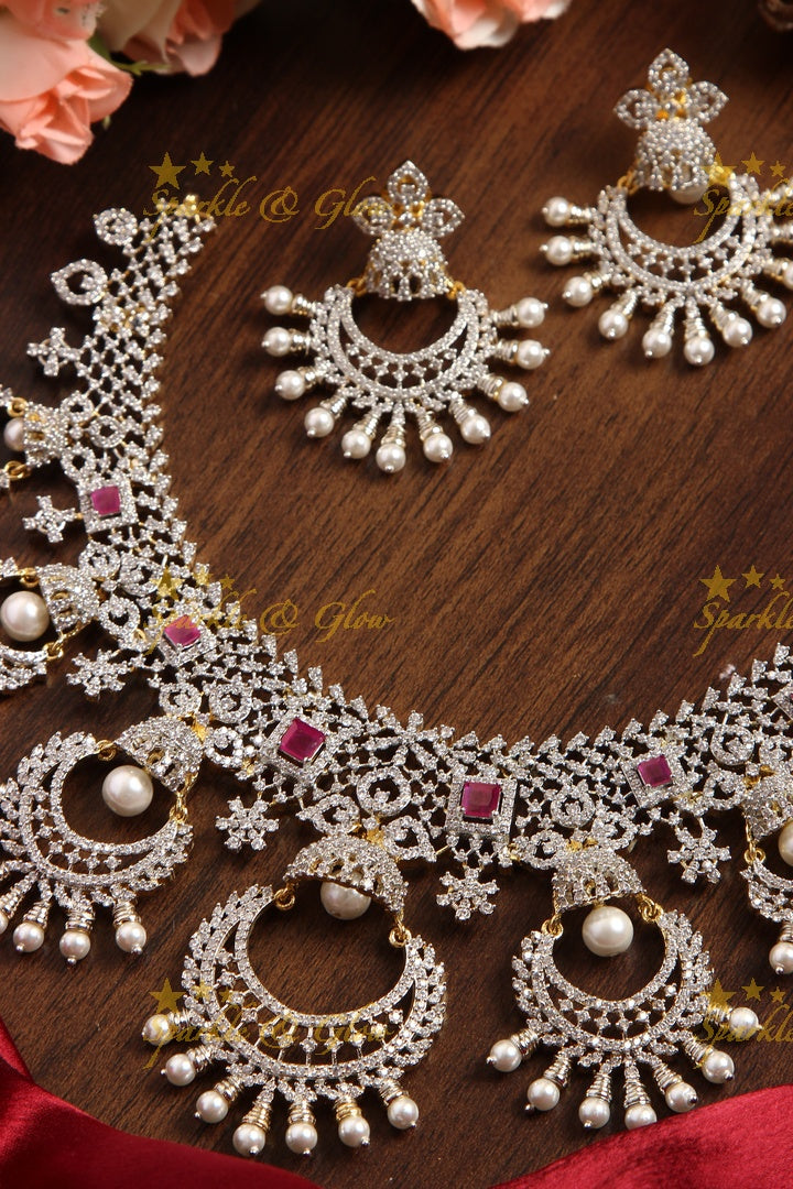 GJ Polish statement chandbali short AD necklace