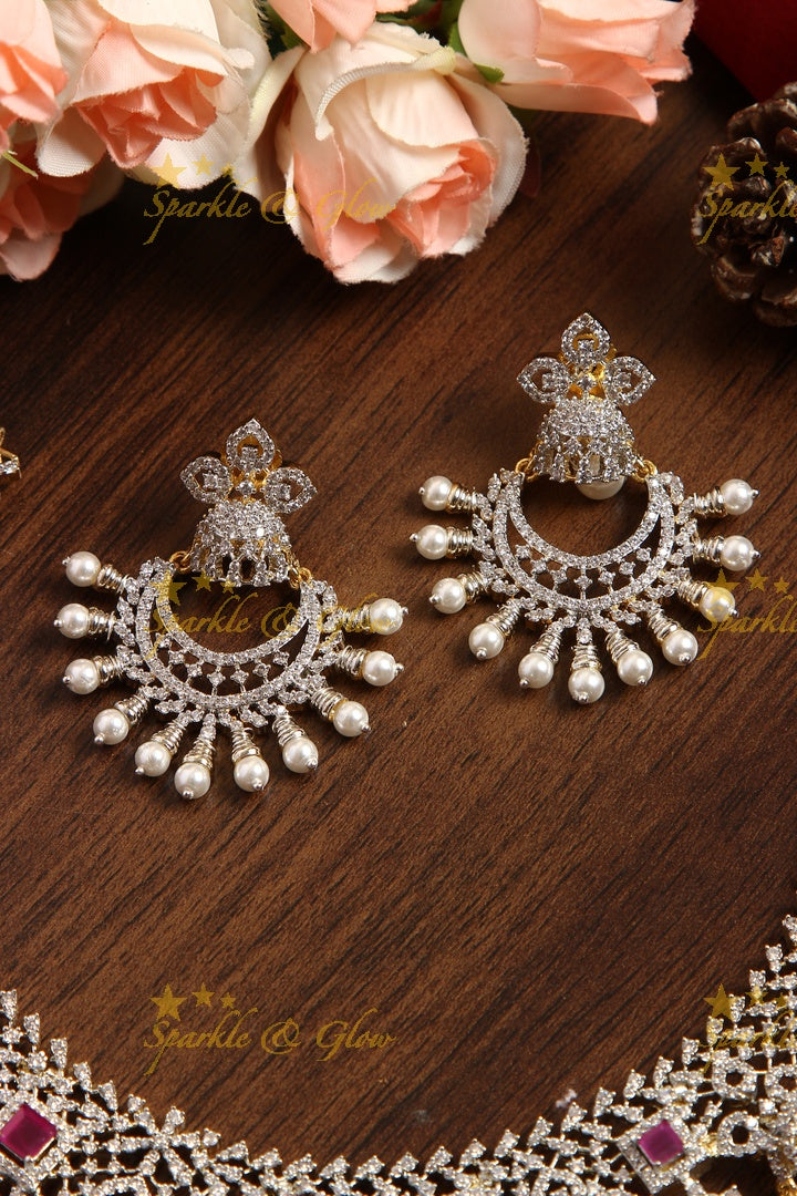 GJ Polish statement chandbali short AD necklace