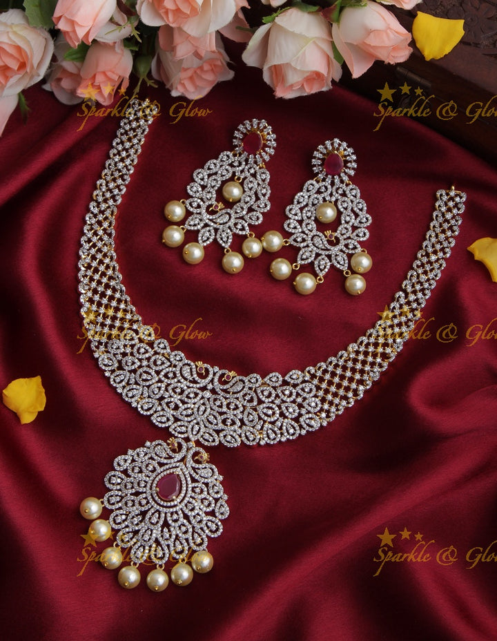GJ Polish intricate Peacock necklace - Green
