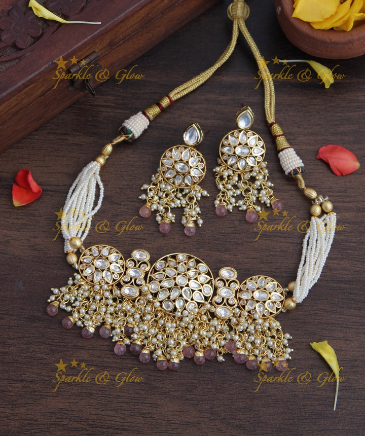 Gold alike Kundan Pearl Choker