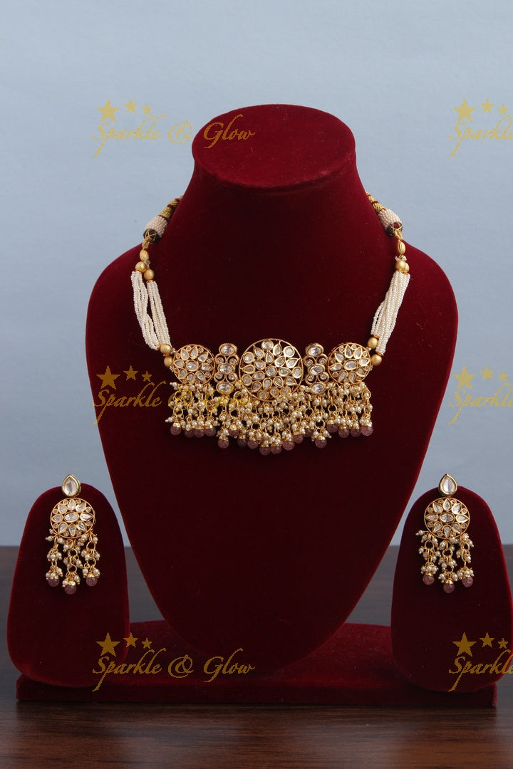 Gold alike Kundan Pearl Choker