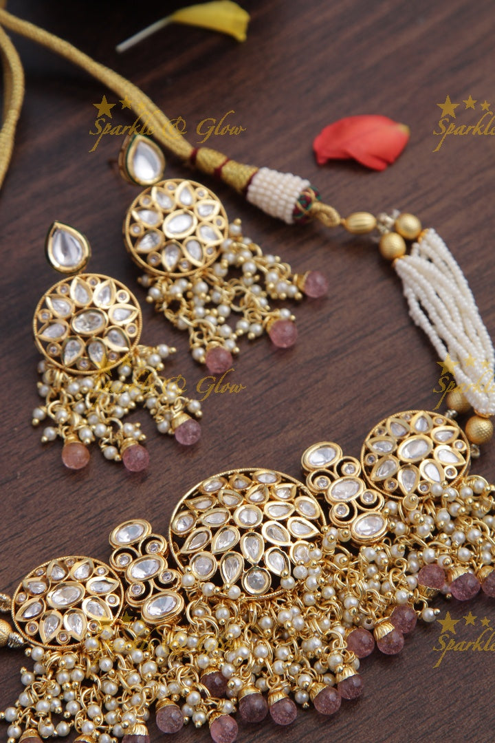 Gold alike Kundan Pearl Choker