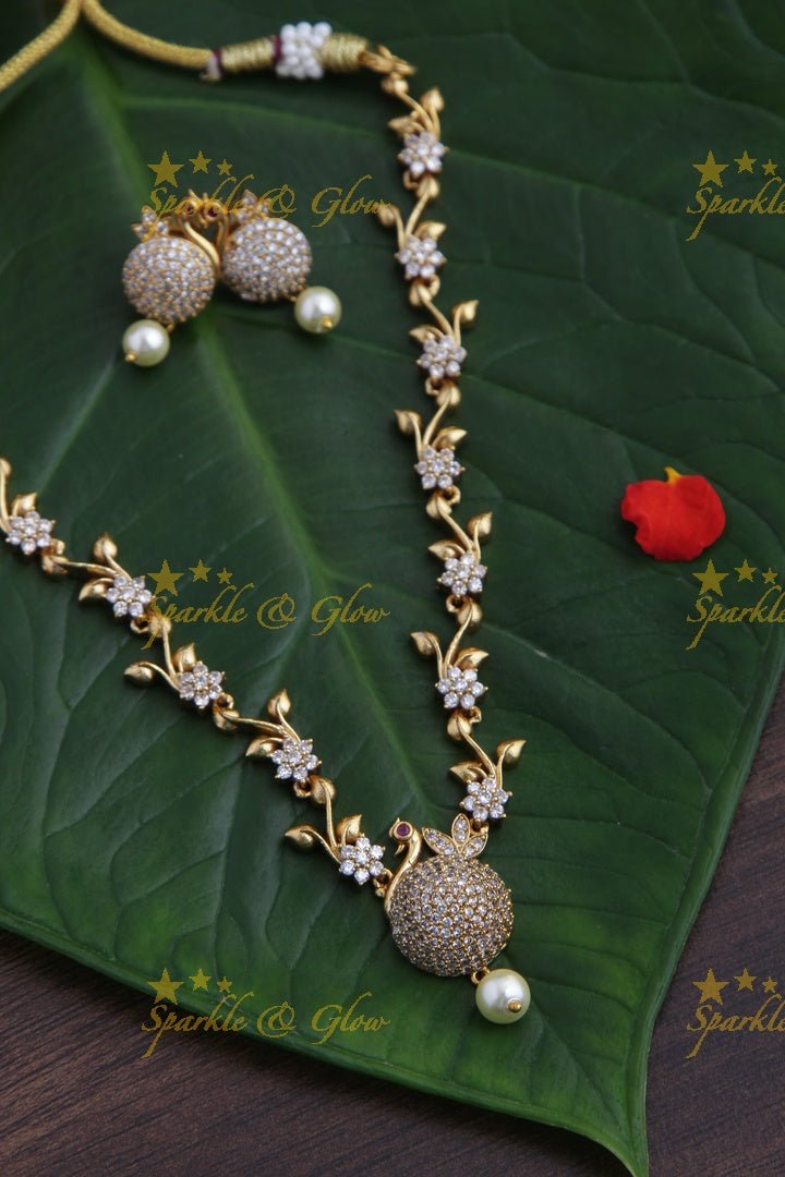 Premium matte Ad Peacock necklace - Sparkle and Glow - Back Thread - 