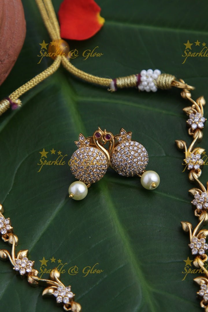Premium matte Ad Peacock necklace - Sparkle and Glow - Back Thread - 