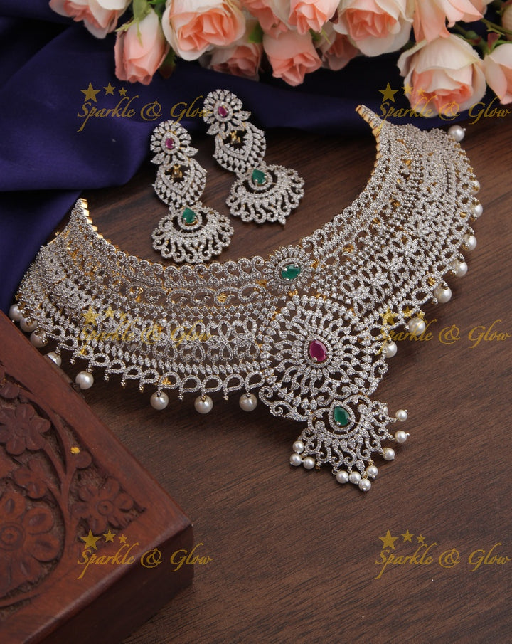 GJ Polish statement semi Bridal set with long haram and choker