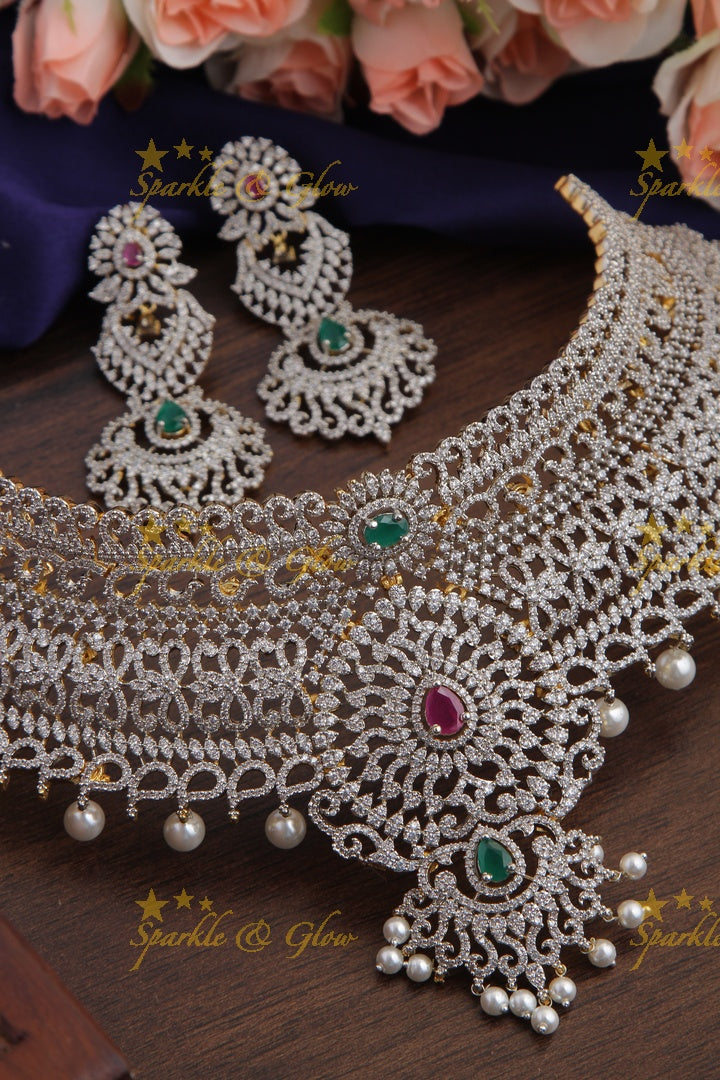 GJ Polish statement semi Bridal set with long haram and choker