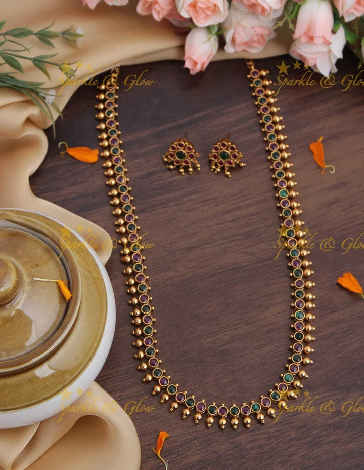 Gold alike budgeted moggapoo kemp long necklace - Pink - Sparkle and Glow