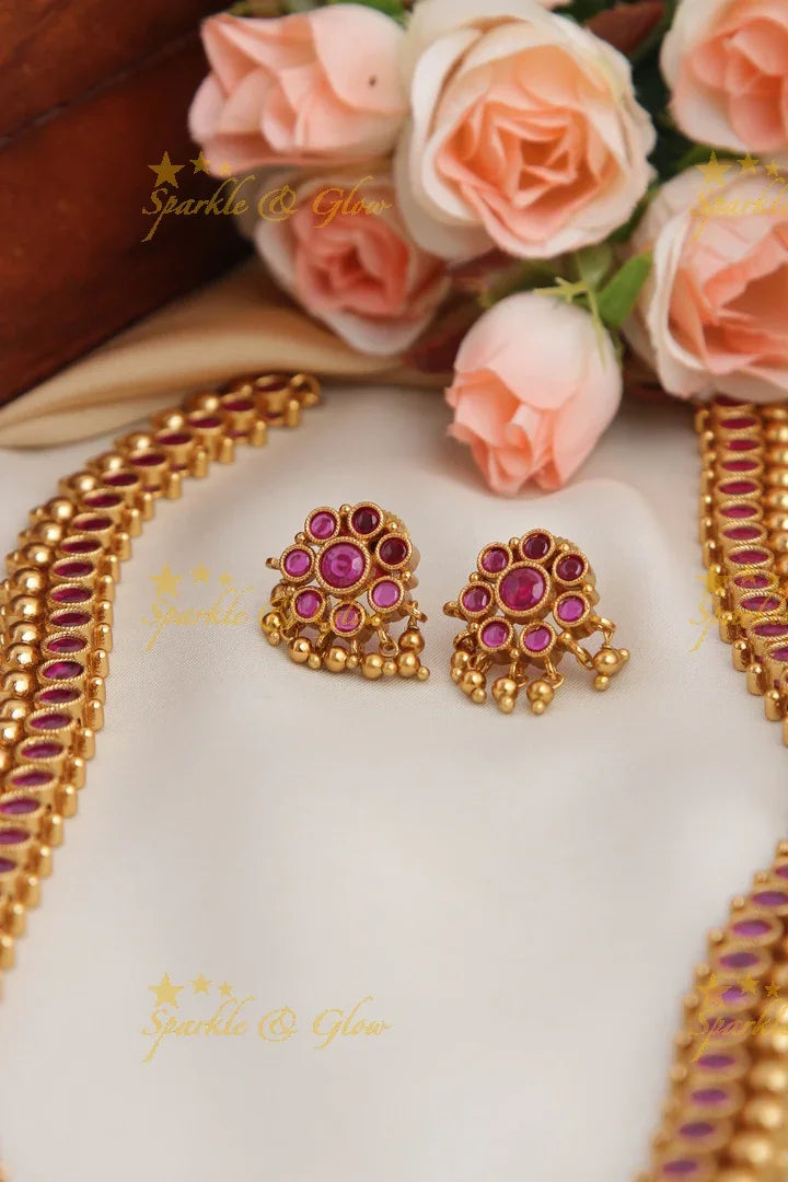 Gold alike budgeted moggapoo kemp long necklace - Pink - Sparkle and Glow