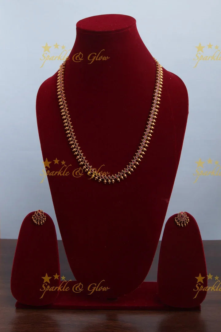 Gold alike budgeted moggapoo kemp long necklace - Pink - Sparkle and Glow