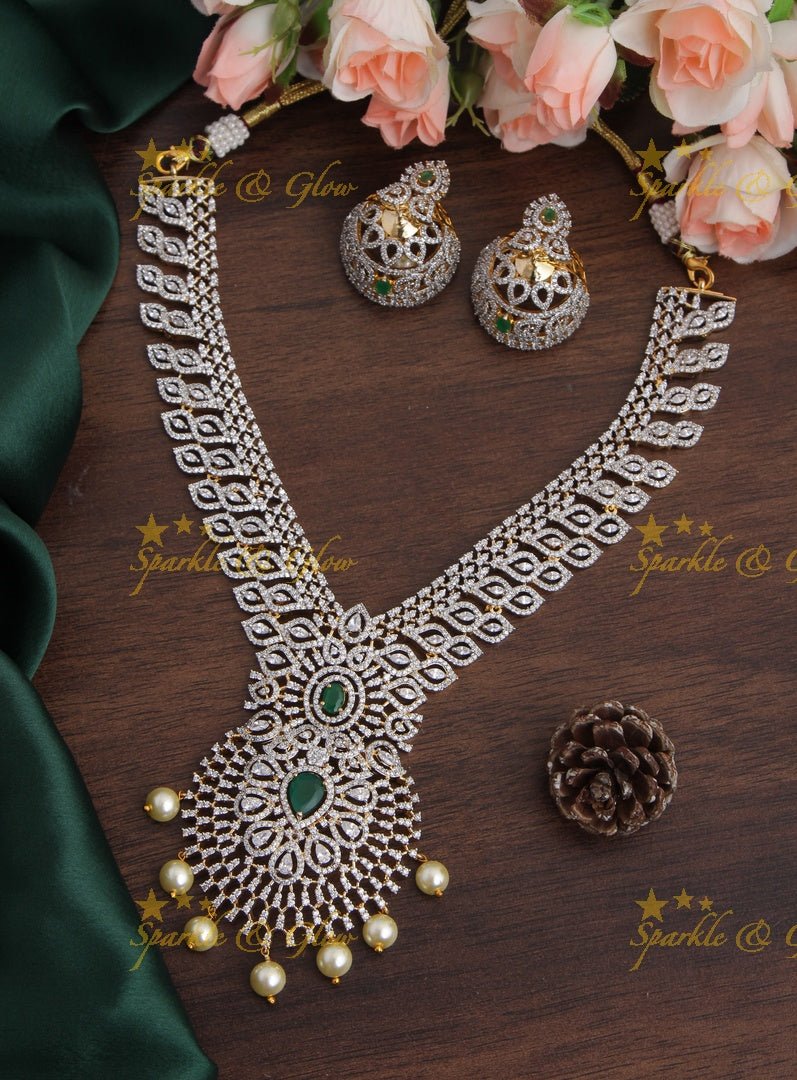 GJ polish Exclusive American Daimond necklace - Green - Sparkle and Glow - Green - Back Thread