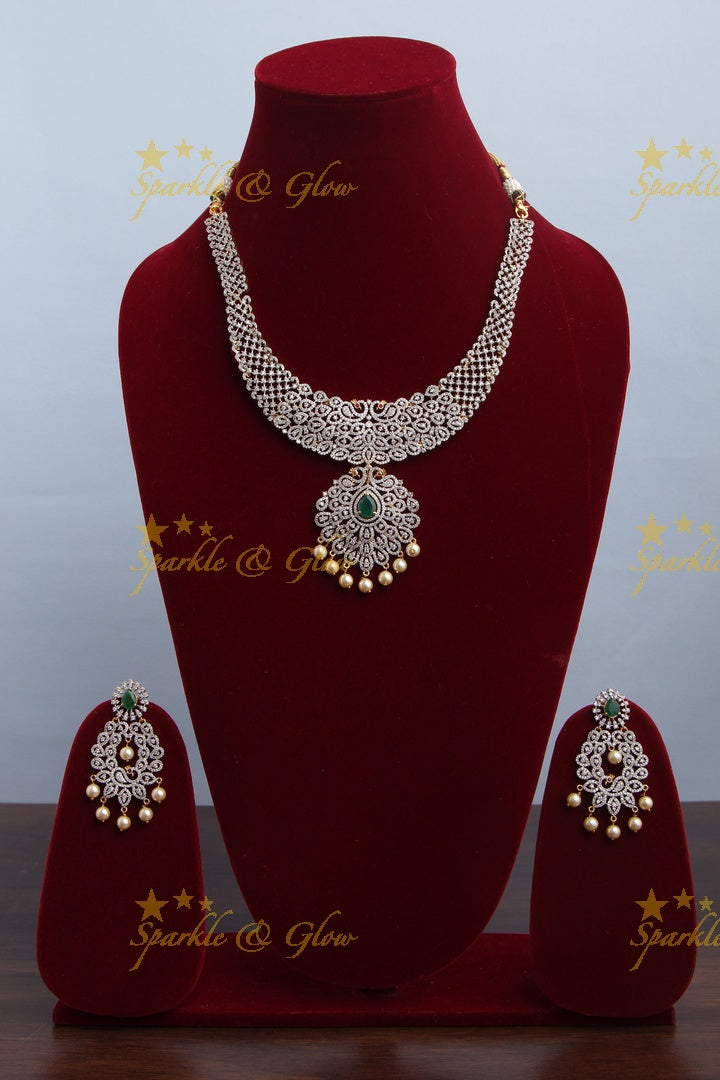 GJ Polish intricate Peacock necklace - Green