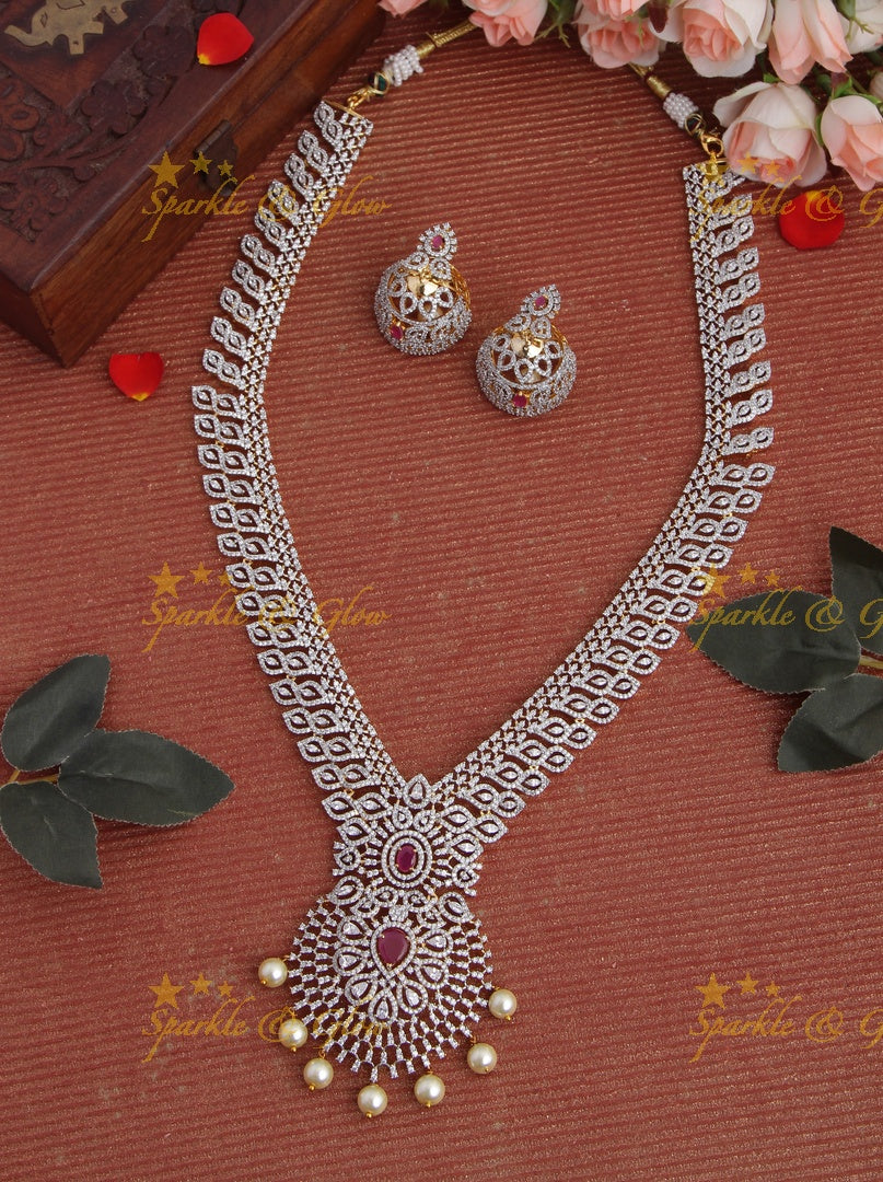 GJ polish Exclusive American Daimond  long necklace - Green