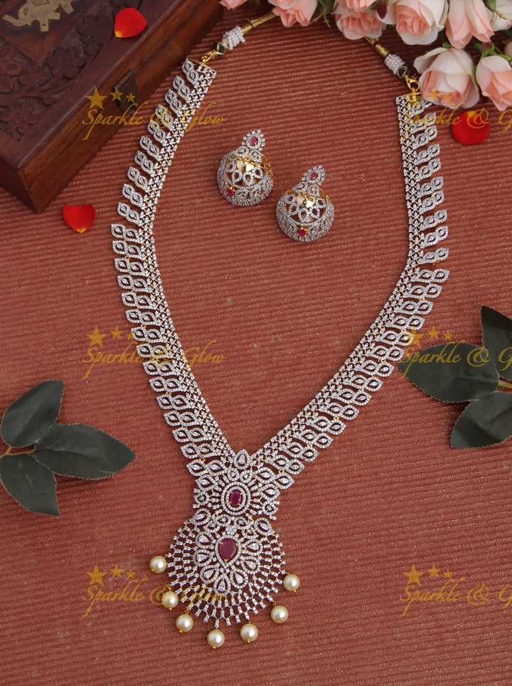 GJ polish Exclusive American Daimond  long necklace - Green