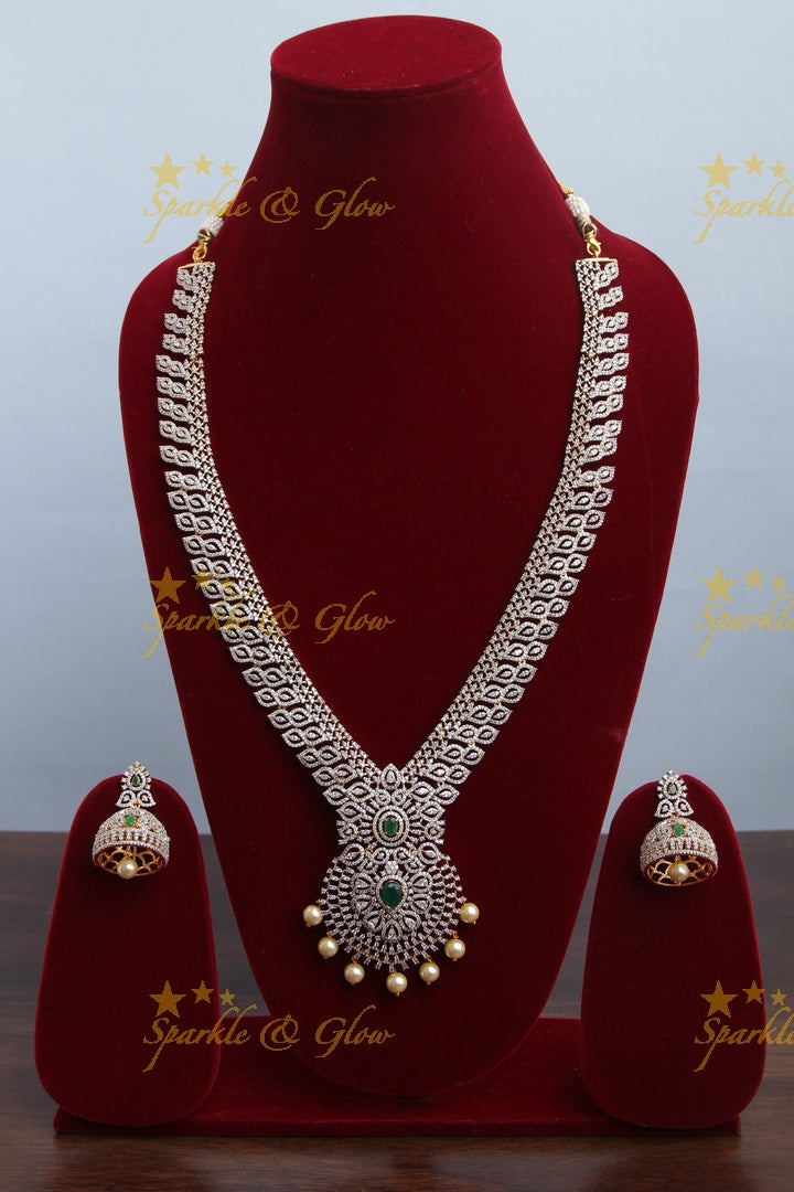GJ polish Exclusive American Daimond  long necklace - Green