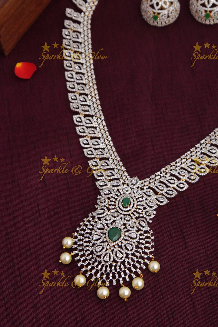 GJ polish Exclusive American Daimond  long necklace - Green