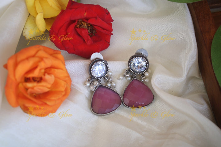 Maroon Stone Earrings - Elegant & Stylish