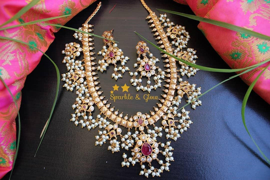 Exquisite short gutta pusalu-Gold Pink - Sparkle and Glow
