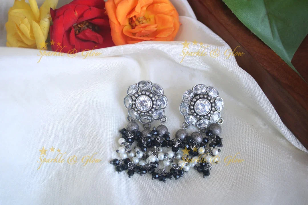 Black Pearl Stud Hanging Earrings