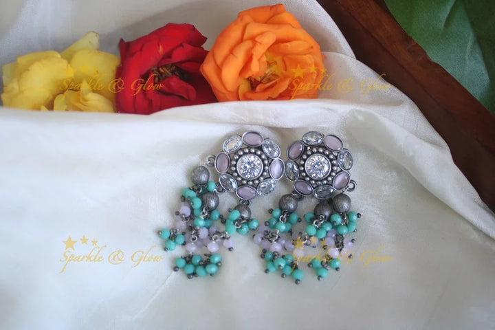 Black Pearl Stud Hanging Earrings