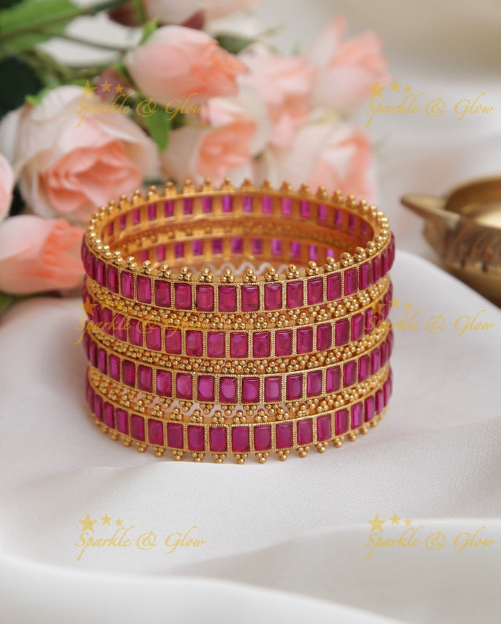 Premium Matte Kemp Bangles set of four