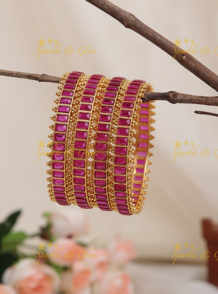 Premium Matte Kemp Bangles set of four
