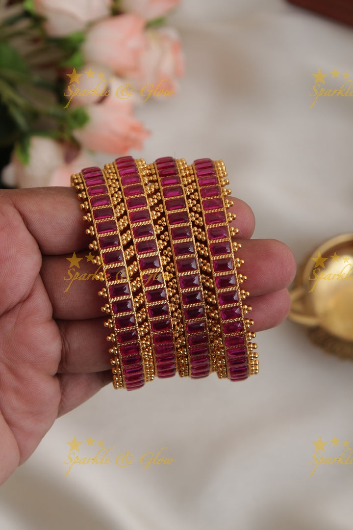 Premium Matte Kemp Bangles set of four