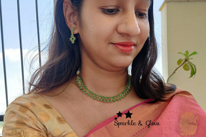 Two layer AD stones star gold necklace - white Multi - Sparkle and Glow - Pink - Back Thread