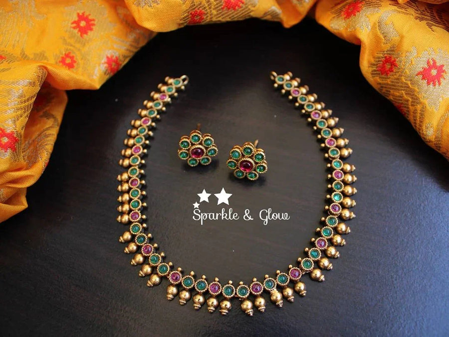 Simple budget friendly kemp stones necklace - Multi - Sparkle and Glow