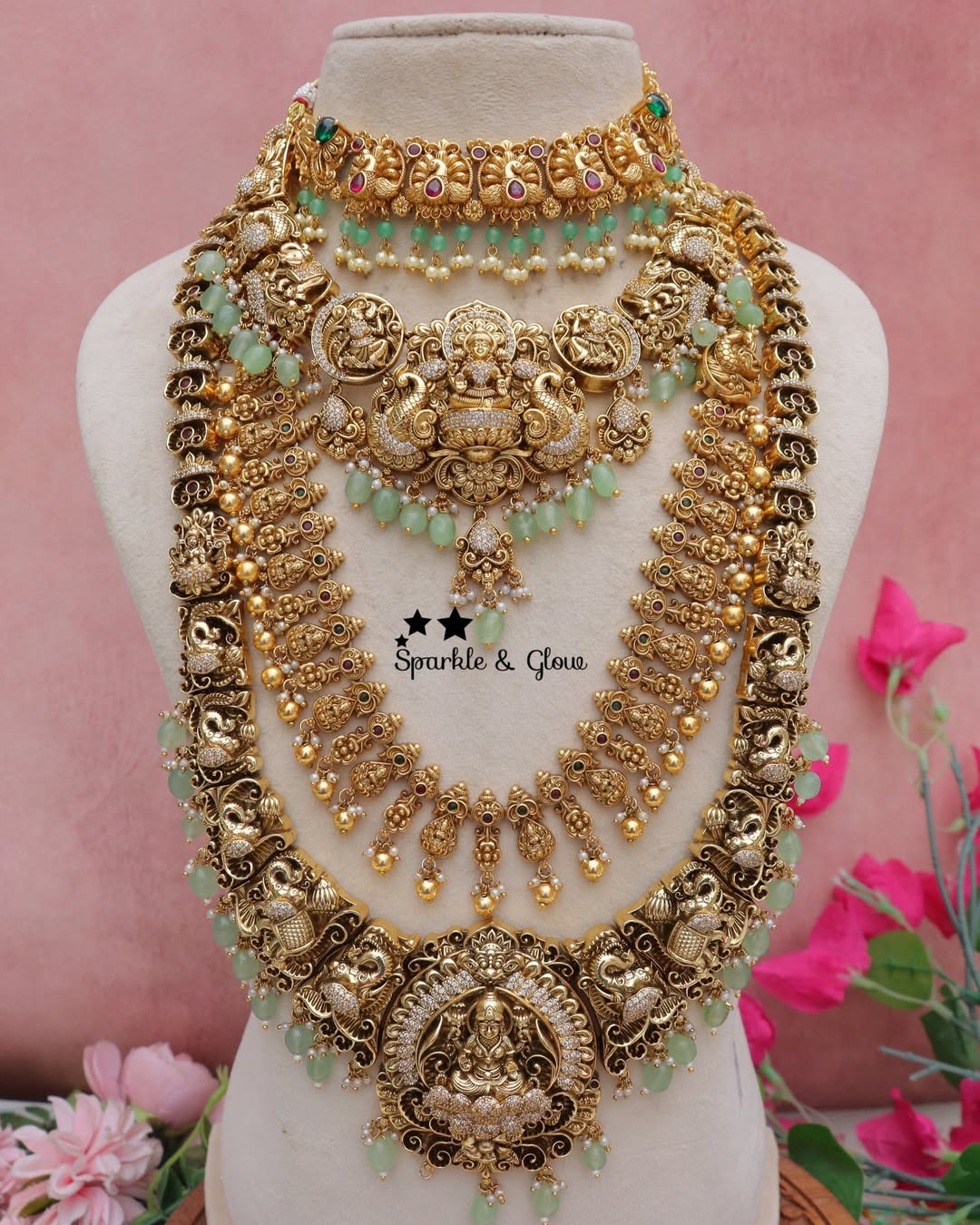 Luxurious Mint Green Bridal Necklace Set Online