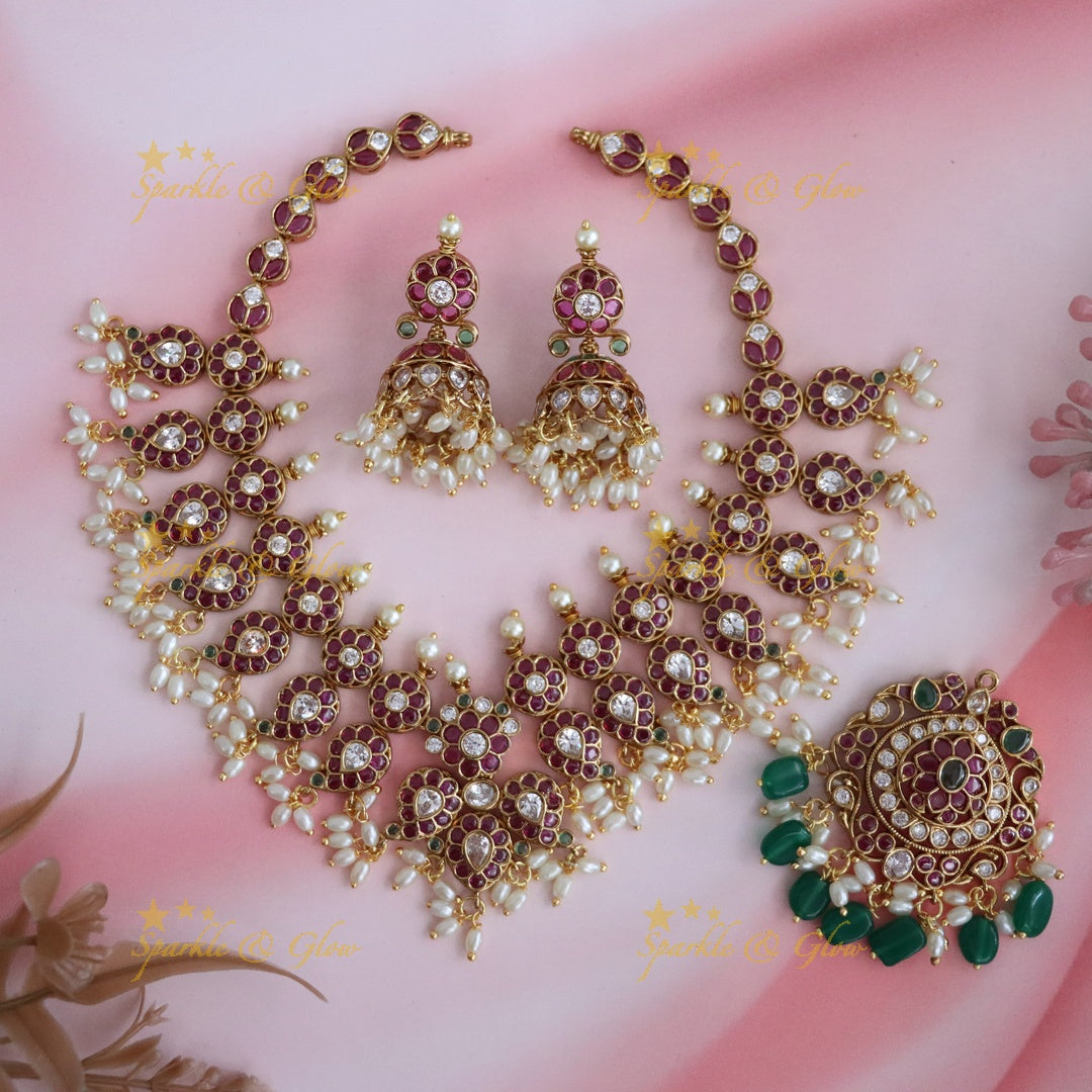 Gold & Pearl Necklace - Ideal for Weddings & Festivities