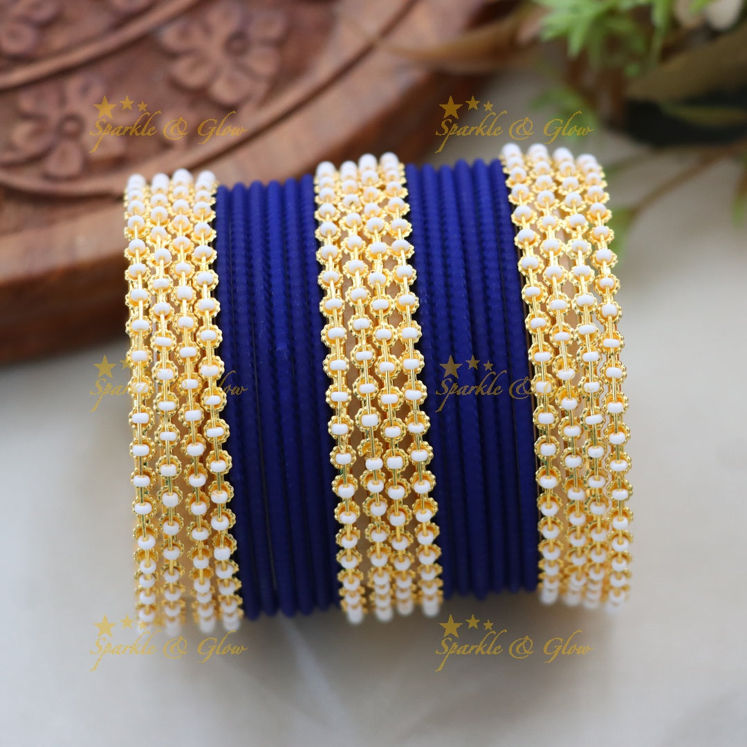 Trendy Metal Bangle Set in Various Colors - Design 1