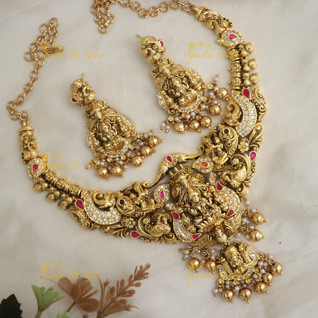 Temple Necklace Set - Gold Plated Elegance for Festivals