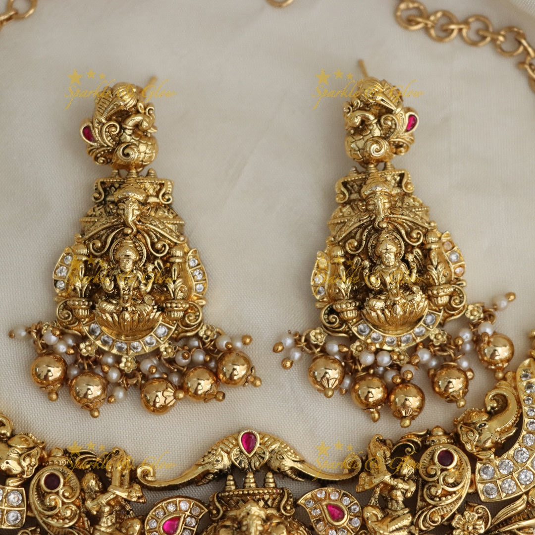 Temple Necklace Set - Gold Plated Elegance for Festivals