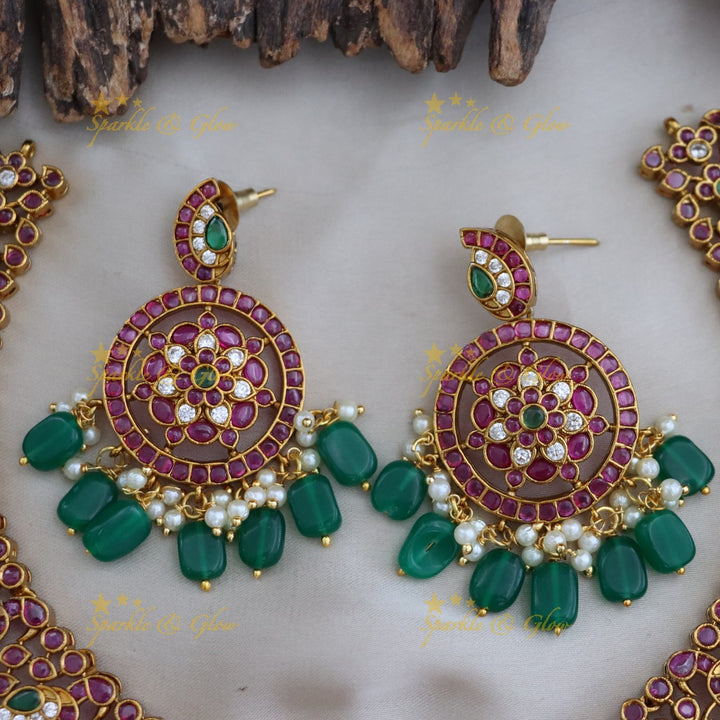 Exquisite Festive Gold Short Necklace Set Online
